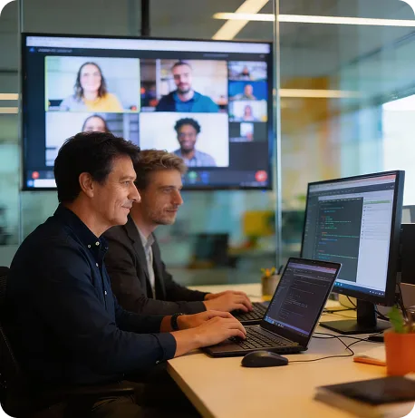 Cashflowy engineers working together over a video call